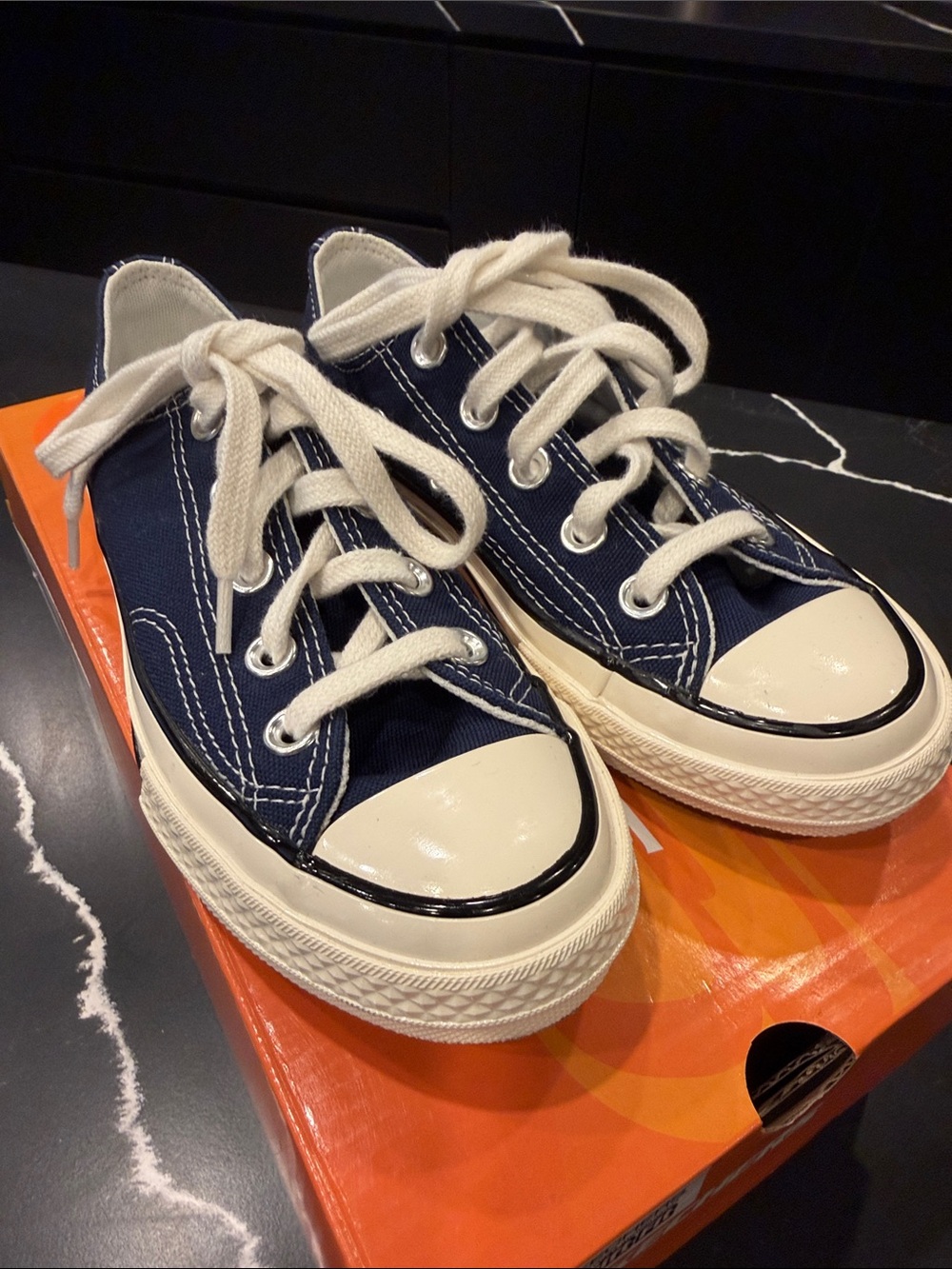 Kids Canvas Low-Top Sneakers in Navy with White Accents